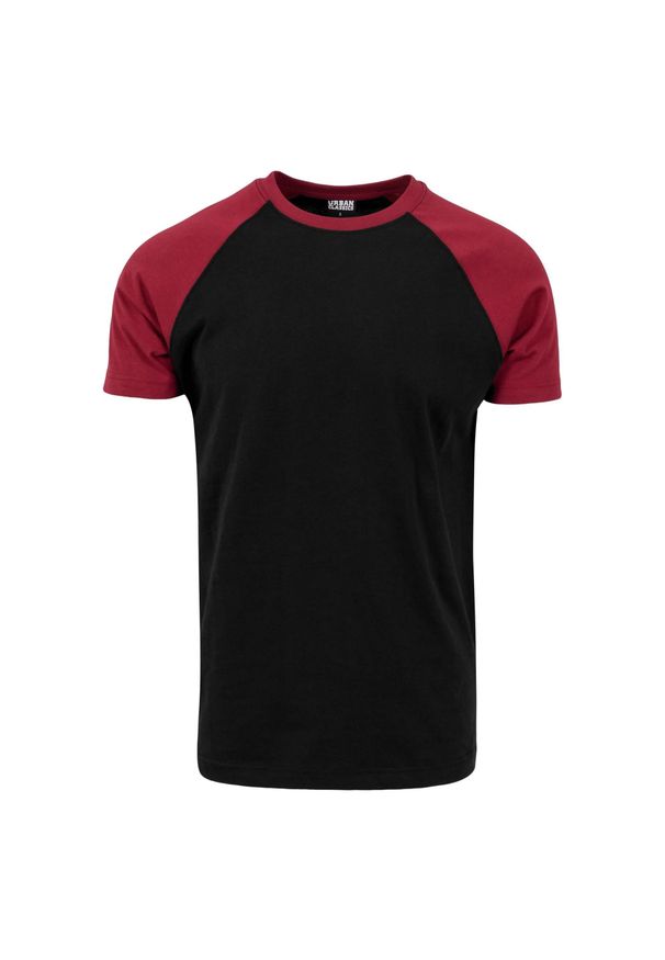 Urban Classics - T-shirt Męski Kontrastowa Raglanowa. Kolor: czerwony, brązowy, wielokolorowy, czarny. Długość rękawa: raglanowy rękaw. Sport: turystyka piesza