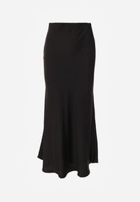 Renee - Czarna Koktajlowa Spódnica z Satyny o Rozkloszowanym Kroju Zinnivira. Kolor: czarny. Materiał: satyna. Styl: wizytowy #5