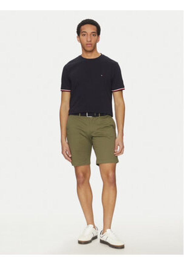 TOMMY HILFIGER - Tommy Hilfiger T-Shirt Global Stripe MW0MW38630 Granatowy Regular Fit. Kolor: niebieski. Materiał: bawełna