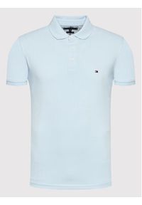 TOMMY HILFIGER - Tommy Hilfiger Polo MW0MW17771 Błękitny Slim Fit. Typ kołnierza: polo. Kolor: niebieski. Materiał: bawełna #4