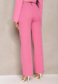 Renee - Różowe Spodnie Garniturowe z Lekko Rozszerzanymi Nogawkami Lienta. Okazja: do pracy, na spotkanie biznesowe, na co dzień. Kolor: różowy. Styl: klasyczny, casual, elegancki, biznesowy #5