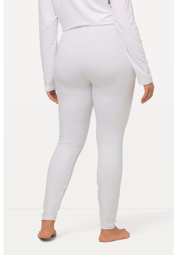 ULLA POPKEN - Damskie Narciarskie legginsy funkcyjne szybkoschnące bardzo ciepłe. Kolekcja: plus size. Kolor: biały. Materiał: elastan, poliester, materiał. Sezon: zima. Sport: narciarstwo