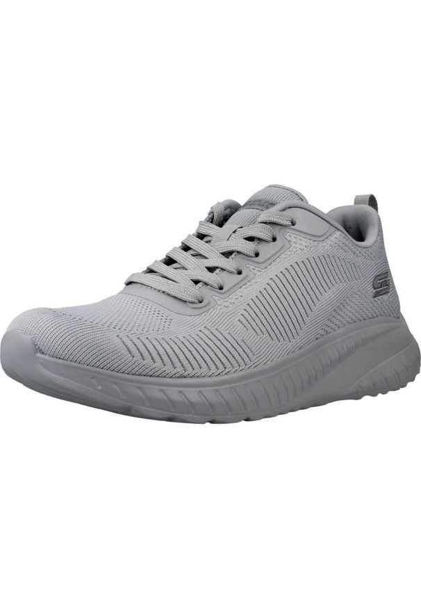 skechers - Buty do chodzenia damskie Skechers Bobs Squad Chaos Face Off. Zapięcie: sznurówki. Kolor: szary. Materiał: materiał, tkanina. Szerokość cholewki: normalna. Sport: turystyka piesza