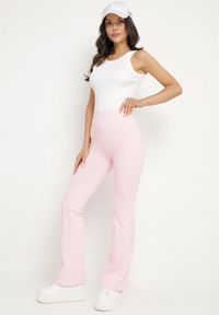 Born2be - Różowe Legginsy Typu Dzwony z Wysokim Stanem Orralise. Okazja: na co dzień. Stan: podwyższony. Kolor: różowy. Styl: casual