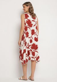 Born2be - Bordowa Sukienka z Wiskozy z Wzorem w Kwiaty Bez Rękawów Orrulene. Okazja: na co dzień. Kolor: czerwony. Materiał: wiskoza. Długość rękawa: bez rękawów. Wzór: kwiaty. Sezon: wiosna, lato. Styl: casual, klasyczny #3