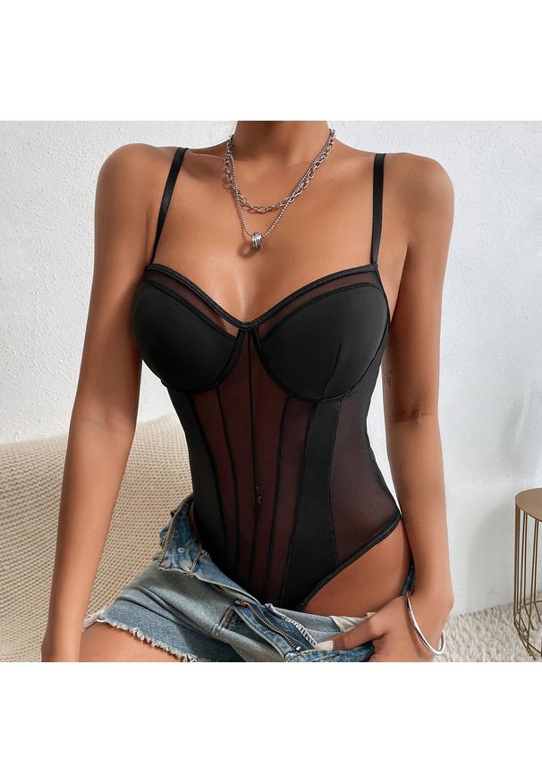 Intica - Body usztywniane z szerokimi ramiączkami modelujące sylwetkę Cicilia. Kolor: beżowy. Materiał: materiał