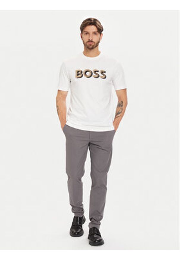 BOSS T-Shirt H-Thompson 656 50551902 Biały Regular Fit. Kolor: biały. Materiał: bawełna