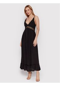 DeeZee Sukienka letnia Vibe On HSM016 Czarny Regular Fit. Kolor: czarny. Materiał: wiskoza. Sezon: lato #1