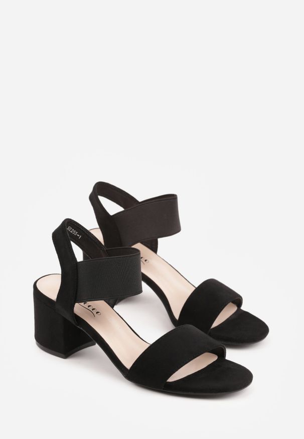 Born2be - Czarne Sandały z Imitacji Zamszu na Słupku Ianolis. Okazja: na co dzień. Kolor: czarny. Materiał: zamsz. Obcas: na słupku. Styl: casual, elegancki, klasyczny. Wysokość obcasa: średni