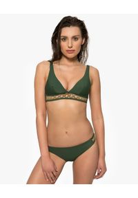 MISSION SWIM - Dół od bikini Ines. Kolor: zielony. Materiał: materiał, tkanina. Wzór: ażurowy, geometria, jednolity #3