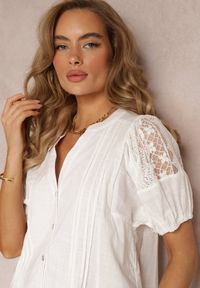 Renee - Biała Bawełniana Koszula z Bufiastym Rękawem Shafira. Kolor: biały. Materiał: bawełna. Długość: krótkie #2