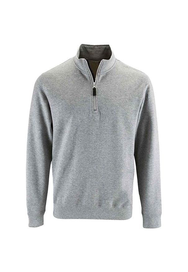 SOL'S - Sweter Męski Stan Zip Z Kołnierzem Stojącym. Kolor: szary