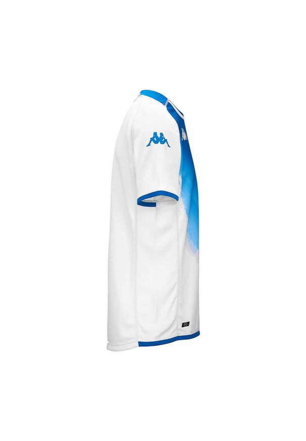 Kappa - Trzecia koszulka dla dzieci AS Monaco Kombat 2023/24. Kolor: wielokolorowy, niebieski, szary, biały. Sport: piłka nożna