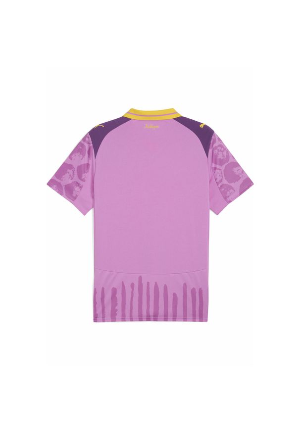 Puma - Męska koszulka KIDSUPER × BORUSSIA DORTMUND PUMA Mauve Pop Faster Yellow Pink. Kolor: różowy. Wzór: geometria, kolorowy