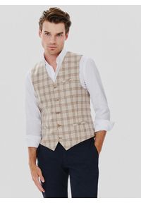 Pako Lorente - PAKO LORENTE – Jednorzędowa kamizelka męska w kratę. Materiał: wełna, poliamid #1