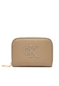 Calvin Klein Portfel Bold Ck Medium Zip Around LV04F1154G Beżowy. Kolor: beżowy. Materiał: skóra #1