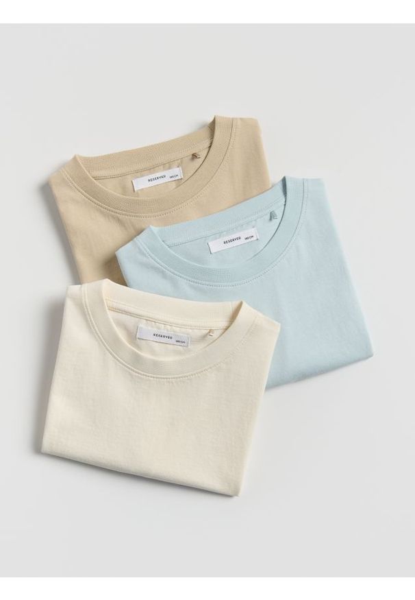 Reserved - Bawełniany t-shirt 3 pack - biały. Kolor: biały. Materiał: bawełna