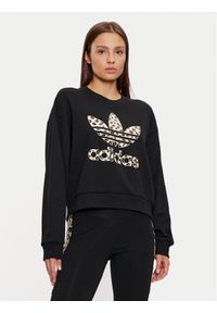 Adidas - adidas Bluza Leopard IW8480 Czarny Loose Fit. Kolor: czarny. Materiał: bawełna