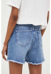 Answear Lab szorty jeansowe damskie kolor niebieski z aplikacją high waist. Stan: podwyższony. Kolor: niebieski. Materiał: jeans. Wzór: aplikacja. Styl: wakacyjny #3
