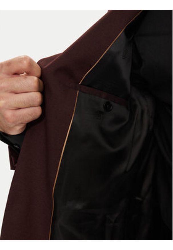 BOSS - Boss Garnitur H-Houston 50518120 Bordowy Slim Fit. Kolor: czerwony. Materiał: wełna