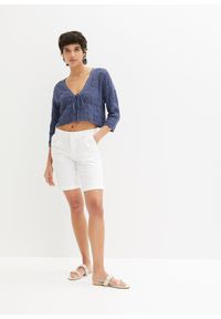 bonprix - Bolerko ażurowe. Kolor: niebieski. Długość rękawa: krótki rękaw. Długość: krótkie. Wzór: ażurowy #3