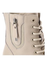 Beżowe Botki Vinceza Ocieplane Obuwie Damskie. Okazja: na co dzień. Zapięcie: sznurówki. Kolor: beżowy. Materiał: skóra. Obcas: na obcasie. Styl: casual, elegancki. Wysokość obcasa: średni #4