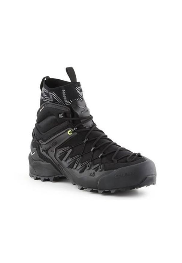 Buty trekkingowe męskie Salewa MS Wildfire Edge Mid Gtx. Wysokość cholewki: za kostkę. Zapięcie: sznurówki. Kolor: wielokolorowy, czarny. Materiał: materiał, syntetyk. Szerokość cholewki: normalna