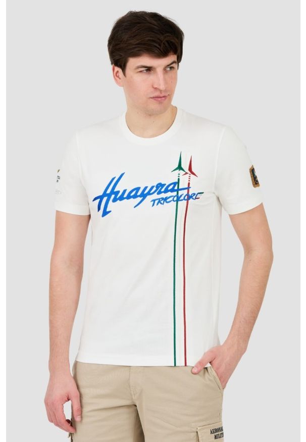 Aeronautica Militare - AERONAUTICA MILITARE Biały męski t-shirt Short Sleeve, Rozmiar M. Kolor: biały