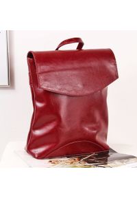 Skórzany plecak damski DAN-A T383 bordowy. Kolor: czerwony. Materiał: skóra. Styl: elegancki #1