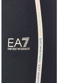 EA7 Emporio Armani - Legginsy. Kolor: niebieski. Materiał: bawełna, materiał, dzianina, poliamid, elastan. Wzór: aplikacja #3