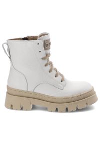 Białe Botki Nessi Skórzane Ocieplane Buty Damskie. Okazja: na co dzień. Kolor: biały. Materiał: skóra. Szerokość cholewki: normalna. Obcas: na obcasie. Styl: casual. Wysokość obcasa: niski #6