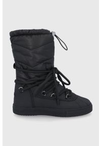Inuikii - Śniegowce. Nosek buta: okrągły. Zapięcie: sznurówki. Kolor: czarny. Obcas: na obcasie. Wysokość obcasa: niski #1