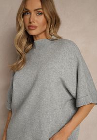 Renee - Jasnoszary Komplet z Wiskozą i Bawełną Szerokie Spodnie i Sweter w Stylu Nietoperza Sassivra. Kolor: szary. Materiał: bawełna, wiskoza #4