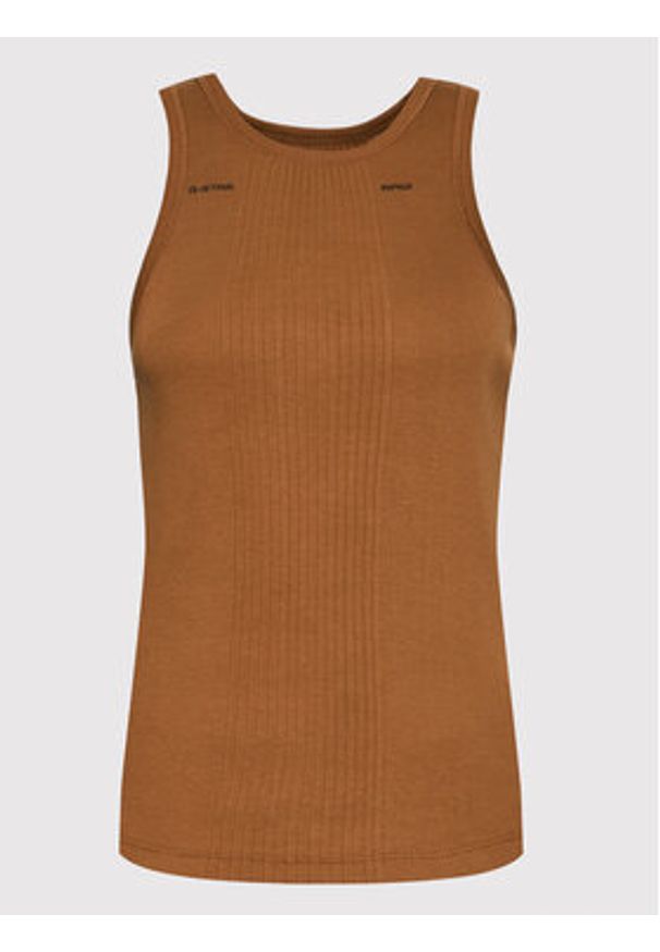 G-Star RAW - G-Star Raw Top Engineered Rib D19323-C678-C740 Brązowy Slim Fit. Kolor: brązowy. Materiał: bawełna