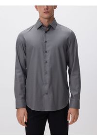 Reserved - Koszula slim fit z drobnym wzorem - szary. Kolor: szary. Materiał: tkanina, bawełna #1