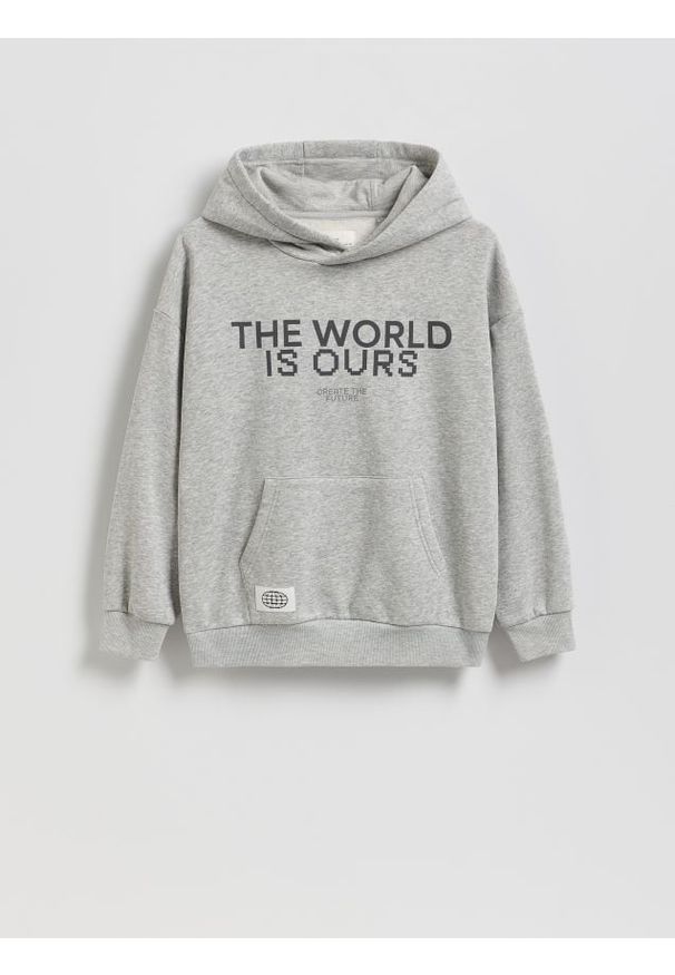 Reserved - Bluza z kapturem - jasnoszary. Typ kołnierza: kaptur. Kolor: szary. Materiał: bawełna, dzianina