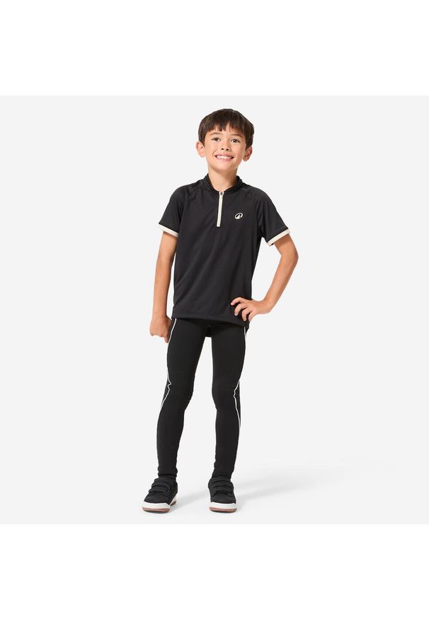 BTWIN - Spodnie rowerowe dla dzieci Btwin 100. Kolor: wielokolorowy, szary, czarny. Materiał: materiał, elastan. Sport: kolarstwo