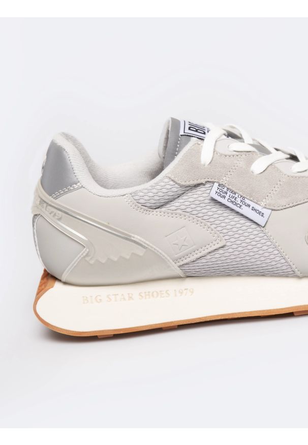 Big-Star - Sneakersy męskie ze skóry naturalnej szare RR174374 902. Okazja: na co dzień. Kolor: szary. Materiał: skóra. Szerokość cholewki: normalna