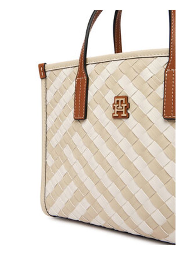 TOMMY HILFIGER - Tommy Hilfiger Torebka Th City Mini Tote AW0AW18393 Beżowy. Kolor: beżowy. Materiał: skórzane