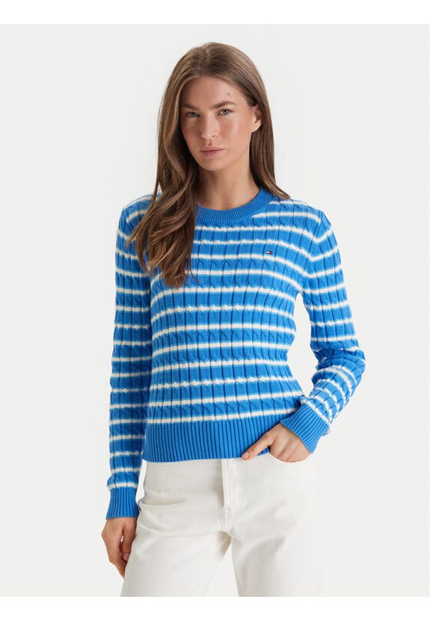 TOMMY HILFIGER - Tommy Hilfiger Sweter WW0WW47644 Niebieski Regular Fit. Kolor: niebieski. Materiał: bawełna
