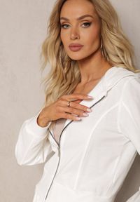 Renee - Biały Komplet Dresowy z Elastycznej Bawełny Spodnie z Gumką i Bluza z Kapturem Willama. Kolor: biały. Materiał: dresówka, bawełna. Sport: bieganie #4