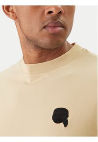 Karl Lagerfeld - KARL LAGERFELD T-Shirt 755049 562235 Beżowy Regular Fit. Typ kołnierza: dekolt w karo. Kolor: beżowy. Materiał: bawełna #2