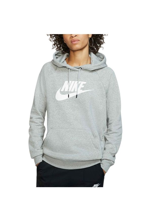 Bluza Nike Sportswear Essential BV4126-063 - szara. Typ kołnierza: kaptur. Kolor: szary. Materiał: bawełna, tkanina, poliester. Styl: sportowy, klasyczny