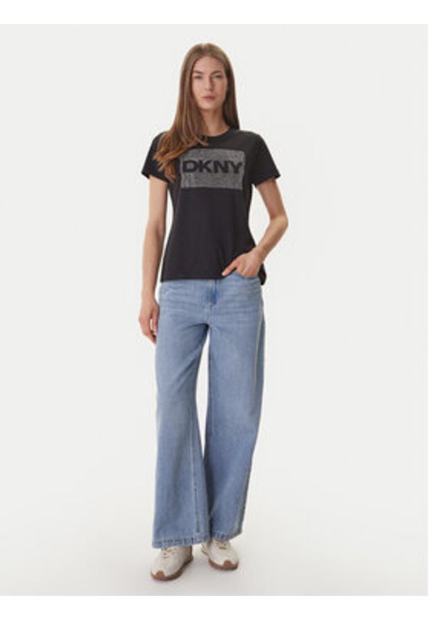 DKNY T-Shirt DJ6T1701 Czarny Regular Fit. Kolor: czarny. Materiał: bawełna