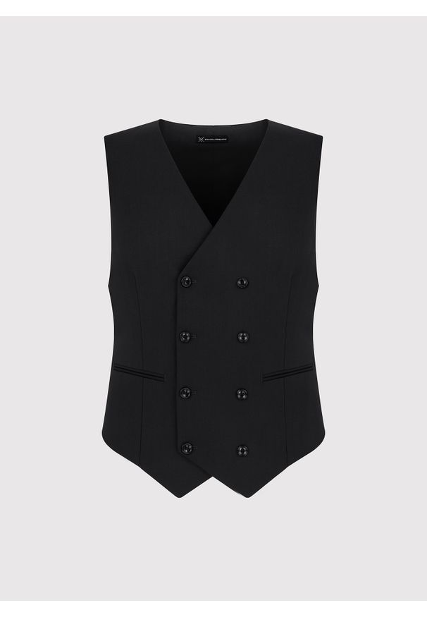 Pako Lorente - PAKO LORENTE – Czarna dwurzędowa kamizelka męska. Okazja: na ślub cywilny, na wesele. Kolor: czarny. Styl: elegancki, młodzieżowy