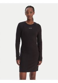 Calvin Klein Jeans Sukienka dzianinowa LV047E219G Czarny Slim Fit. Kolor: czarny. Materiał: wiskoza #1