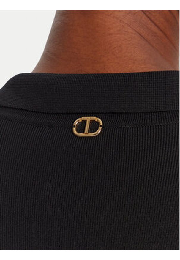 TwinSet - TWINSET Sukienka dzianinowa 252TP3110 Czarny Regular Fit. Kolor: czarny. Materiał: syntetyk, wiskoza