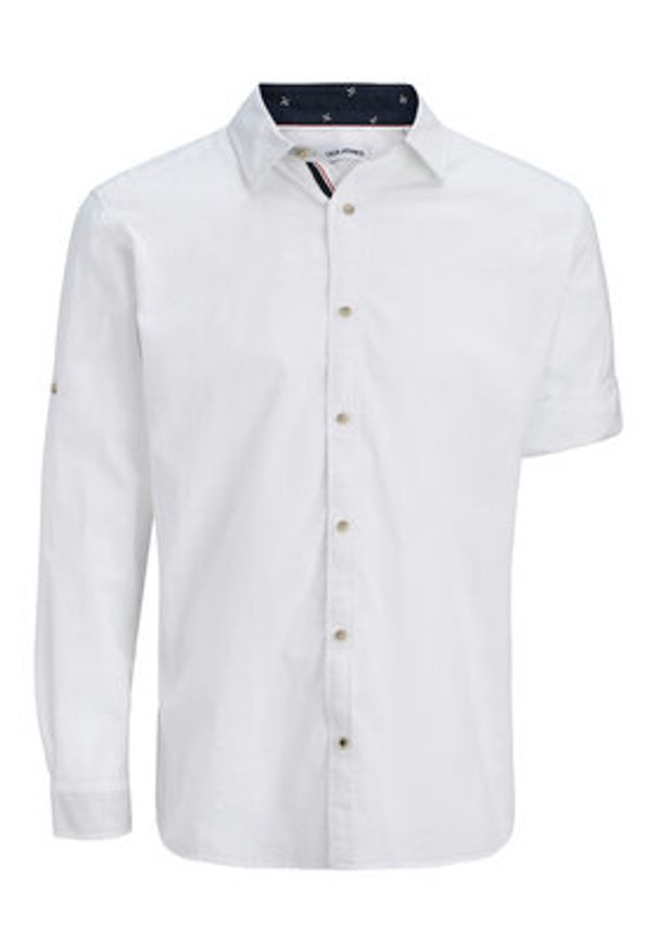 Jack & Jones Koszula Henry 12289197 Biały Regular Fit. Kolor: biały. Materiał: bawełna