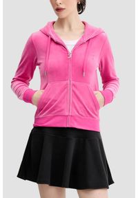 Juicy Couture - JUICY COUTURE Różowa bluza damska Robertson Hoodie, Rozmiar M. Okazja: na co dzień. Kolor: różowy. Materiał: materiał. Styl: casual, klasyczny #1