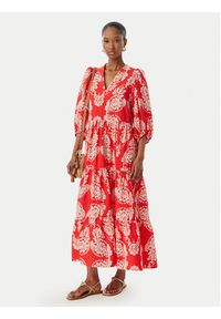 LOLA CASADEMUNT Sukienka letnia LS2616138 Czerwony jasny Regular Fit. Kolor: czerwony. Materiał: wiskoza. Sezon: lato #4